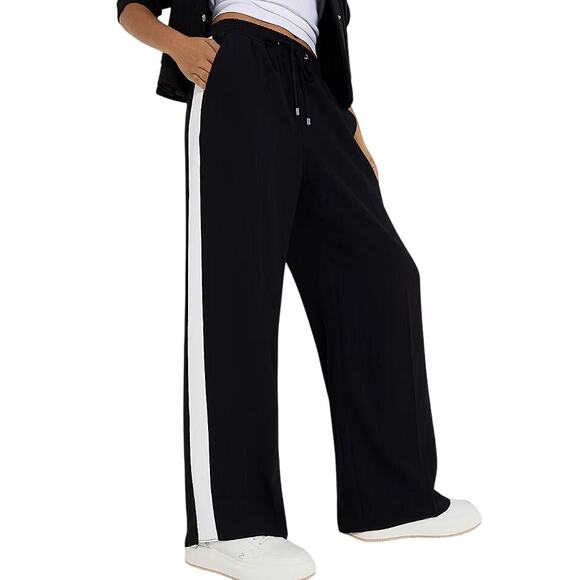 River Island Pants - RIVER ISLAND Women's Black Waist Side Stripe Joggers Size 10